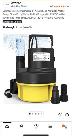 SUBMERSIBLE SUMP PUMP 1HP  3200GPH  BOMBA DE AGUA DE 1 Caballo 3200 galones por hora. Nueva