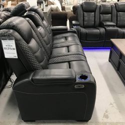 Brand New 💥 Black Living Room Power Reclining Sofa And Loveseat 💲 39 Down Payment 
