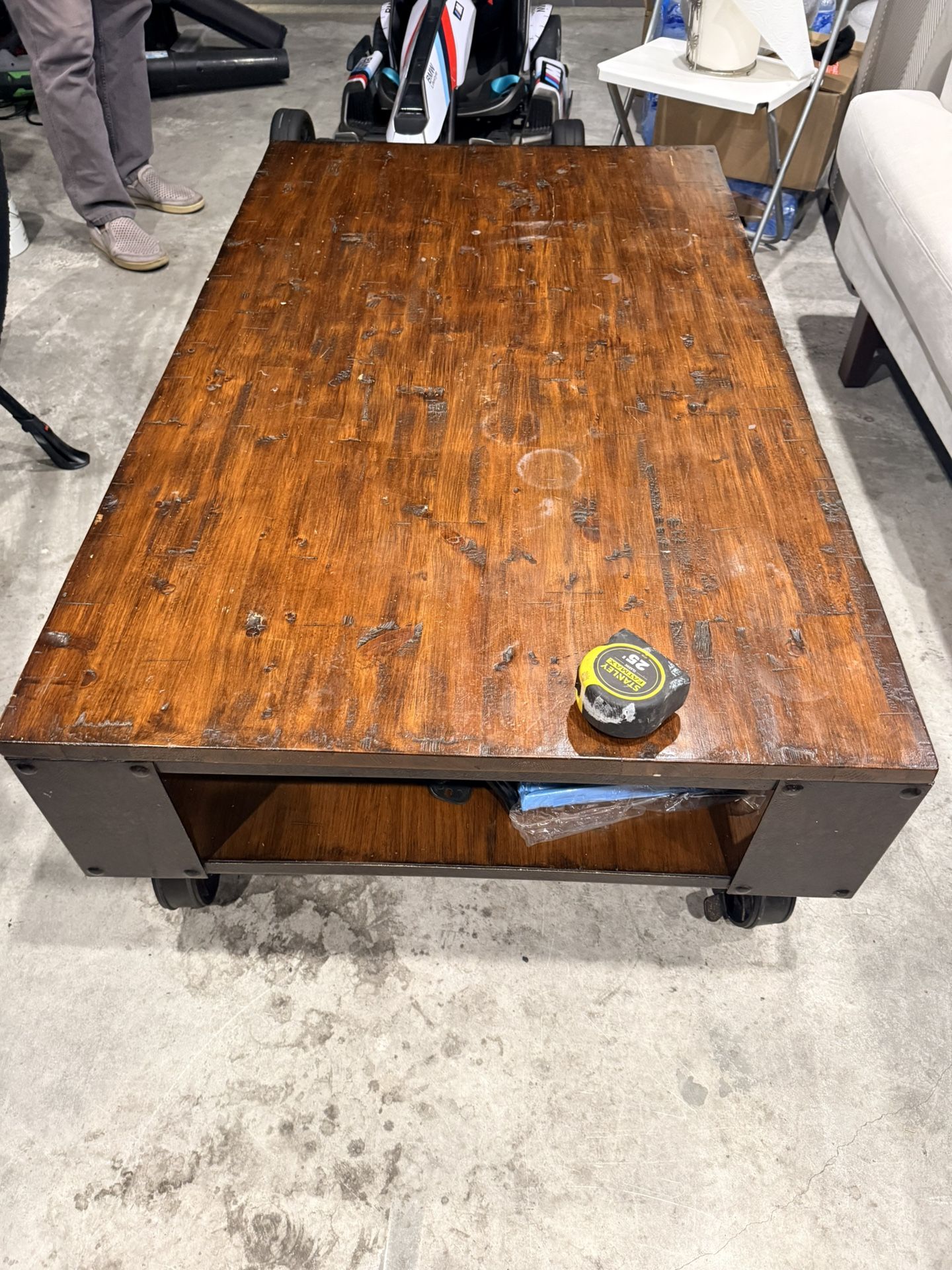 Rustic Antique Coffee Table Western Wheels