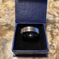 New Men’s Brushed Silver Gold Plated Tungsten Steel Rings. 