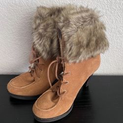 Michael Kors Lara suede faux-fur high heel boots Size 8