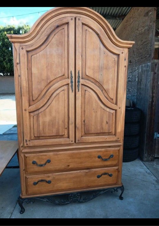 Wood Armoire with matching Queen bed Frame