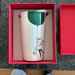 Starbucks Boy With A Green Tumbler Brand New 12 Oz 