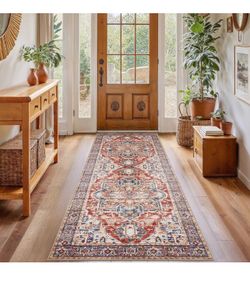 Brandnew  2x6 Washable Runner Rug, Low-Profile Kitchen Rugs with Non-Slip Backing & Durable Edge Binding, Vintage Entryway Runner Rug for Bedroom & Ha