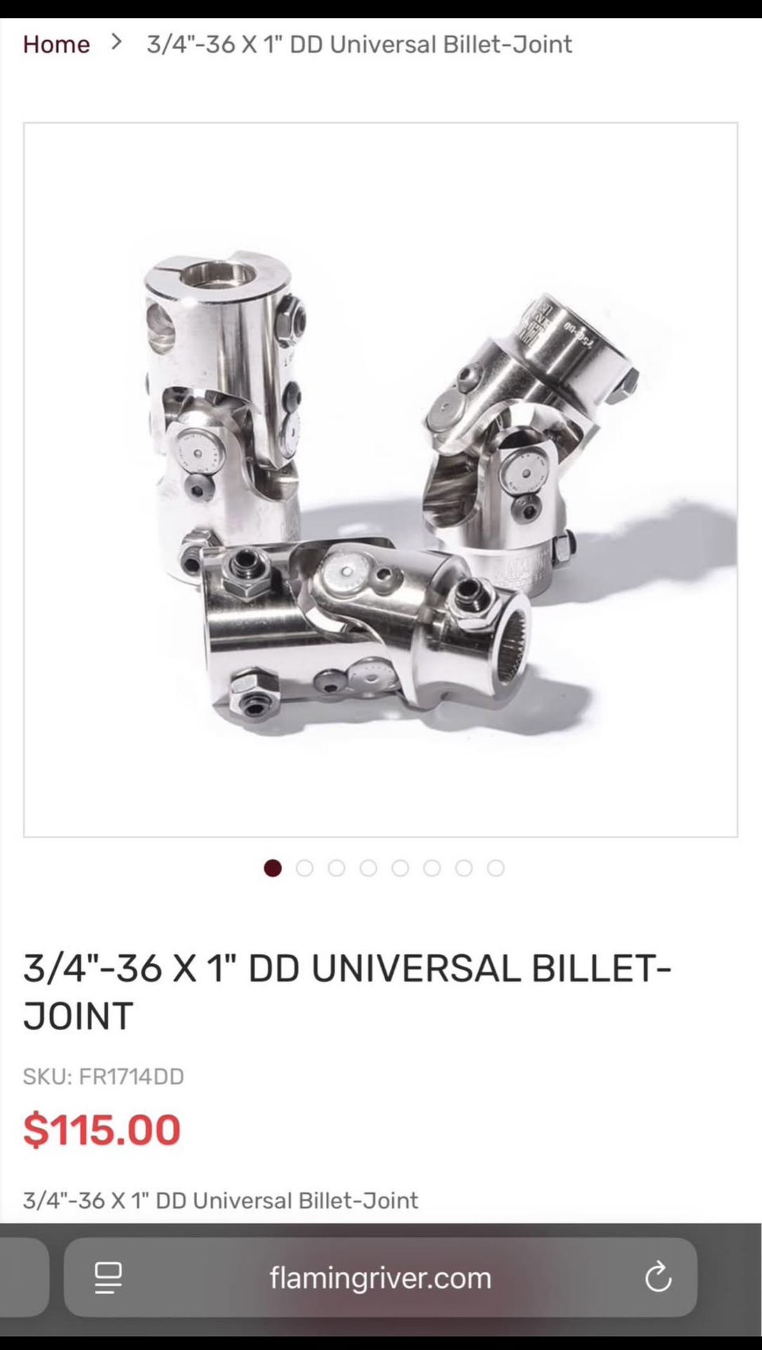 3/4"-36 X 1" DD UNIVERSAL BILLET- Joint 