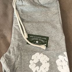 Grey Denim Tear Sweatpants Size Large