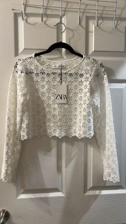 Zara White Floral Crochet