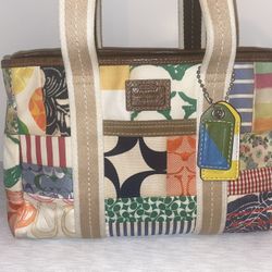 Authentic Coach Patchwork Handbag Multicolor Logo Patchwork