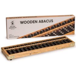 Yellow Mountain Imports Vintage-Style Wooden Abacus – 13.9” (35.3 cm) Professional 17-Column