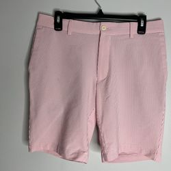 Peter Millar Crown Crafted Matlock Seersucker Performance Shorts Mens 32?? Pink