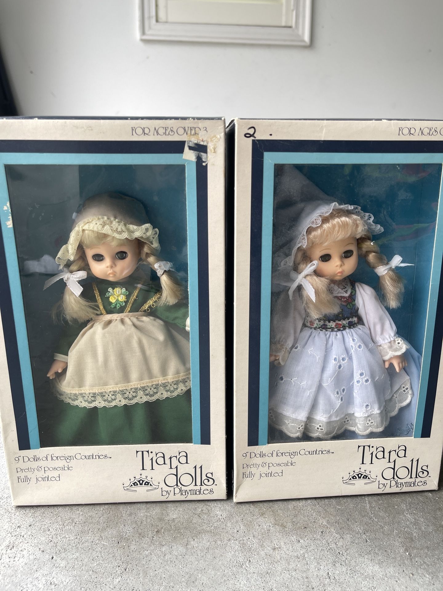 2 Tiara 9" Dolls of Foreign Countries Pretty and Poseable by Playmates in box