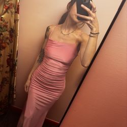 Shoulder Strap Pink Dress Size Small Women’s Long Formal Cocktail - Boom Babies