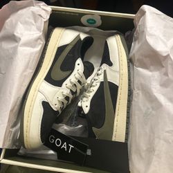 Brand New Travis Scott Jordan 1 Low Olive Size 10.5 Men’s, 12 Women’s