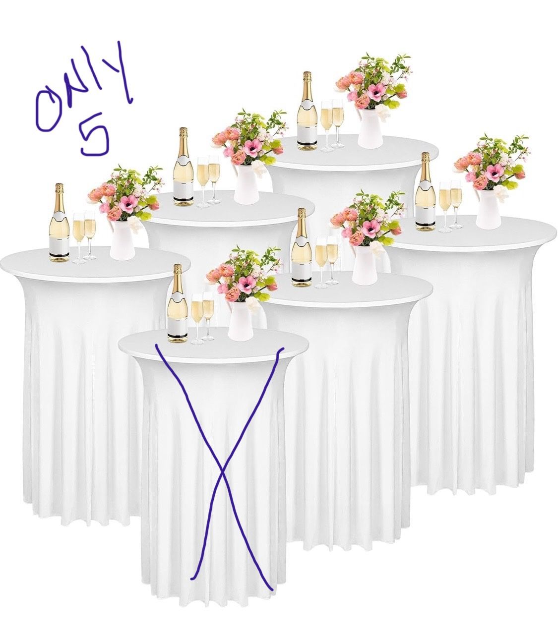 5 Pieces Cocktail Table Skirt Round Cocktail Table Covers 32 x 43 Inch Spandex Stretch High Top Table Cloth for Wedding Table Bar Banquet Party Suppli