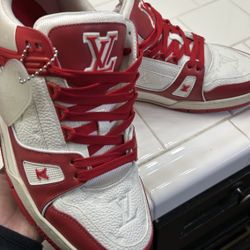 Red LV Trainers Shoes