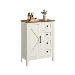 Farmhouse Storage Cabinet with Door, 4 Drawers, Adjustable Shelves Freestanding Kitchen Pantry, Bathroom Floor Cabinet, Dining Room, Living Room, Rust