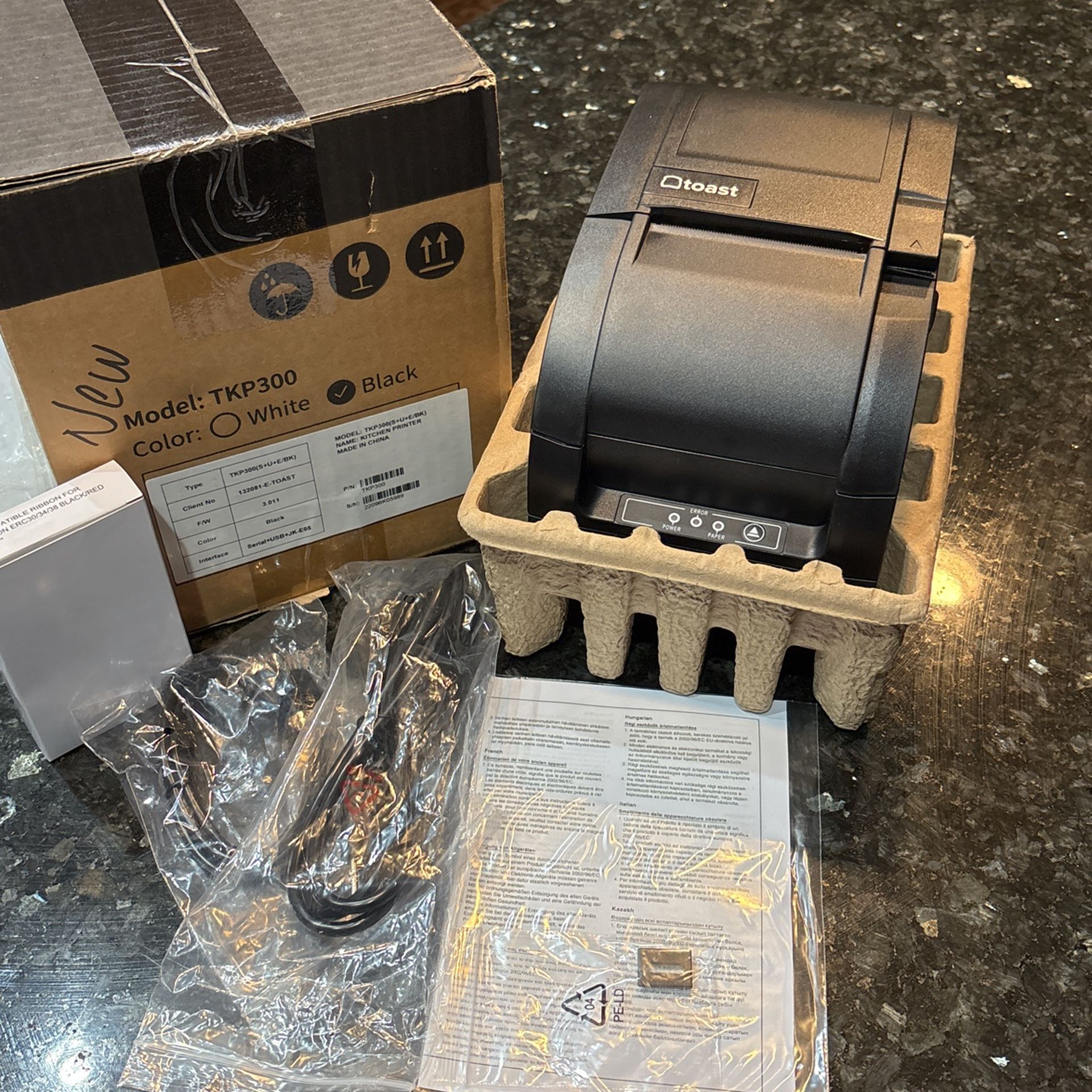 TOAST TKP300 Kitchen Receipt Printer. New In Box Never Used.