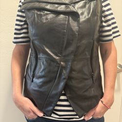 Harley-Davidson Women's Leather Vest - Genuine Leather Front, Logo Back, Size (Check Tag)