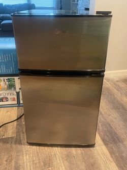 Midea Double Door Compact Fridge - Stainless Steel