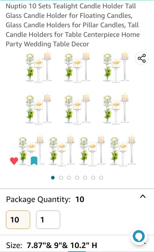 10 Sets Tealight Candle Holder Tall Glass Candle Holder for Floating Candles, Glass Candle Holders for Pillar Candles, Tall Candle Holders for Table