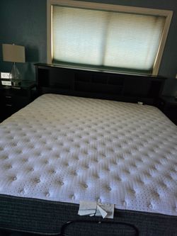 Mattress, adjustable bed frame, 2 night Stands, and headboard all together. King size