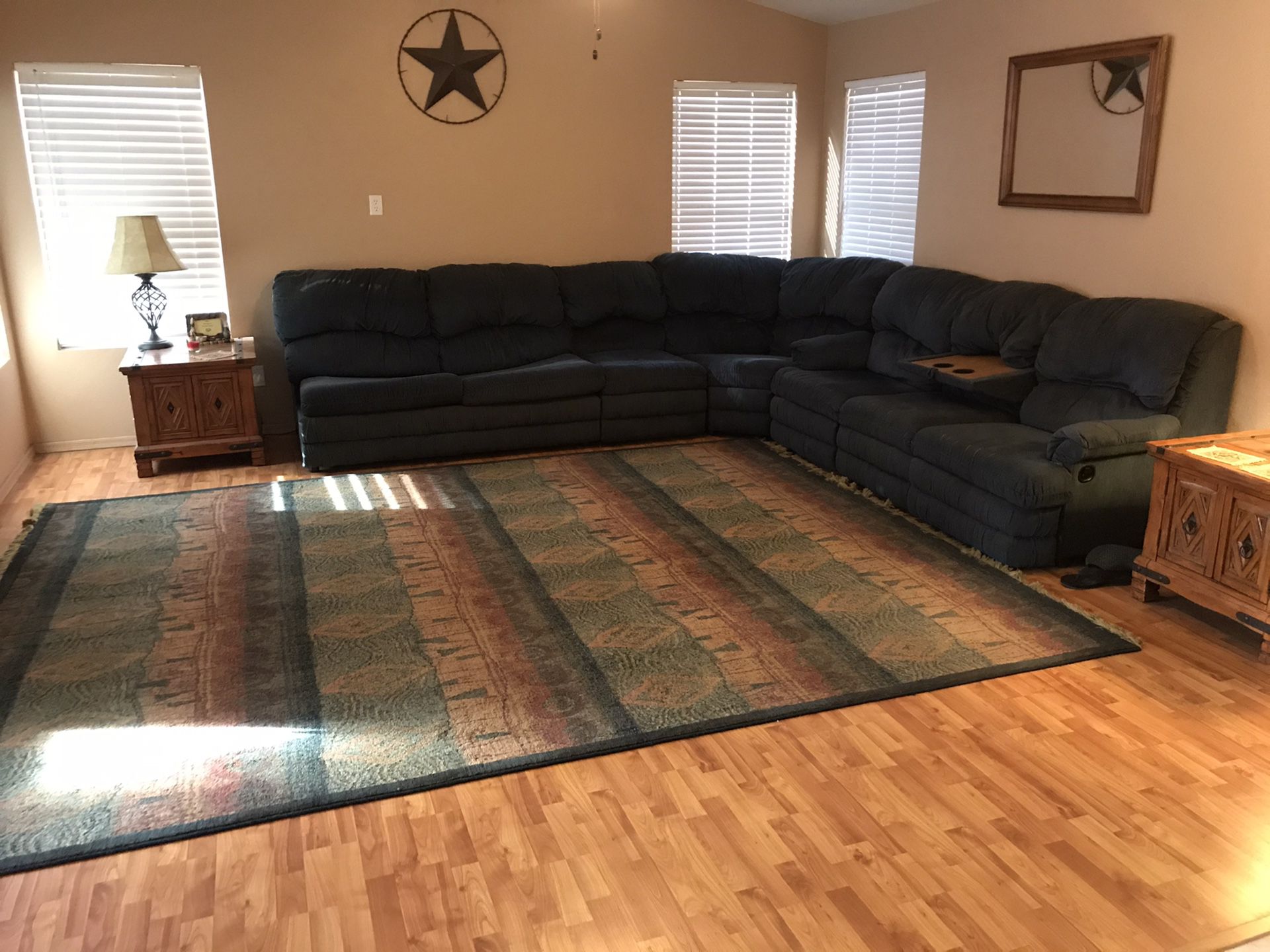 Six piece sectional with rug 10x12
