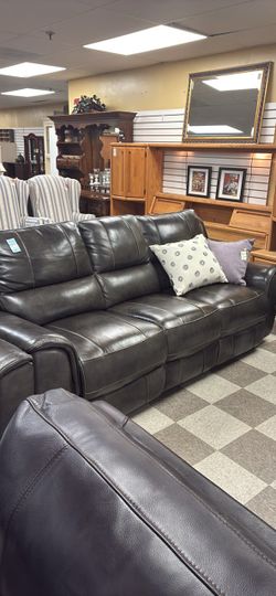 Charcoal Leather Sofa