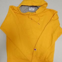 Mens Champion Yellow Pullover Hoodie Size Medium Pre-owned Small Stain On Sleeve As Shown 