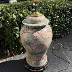 Vintage Hand-Painted Asian Ginger Jar Lamp 