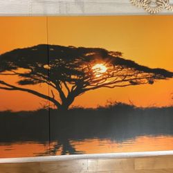 ***Unique African Sunset Triple-piece Wall Art***