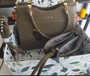 NWT Bebe 2-Piece Handbag Set – Tote & Matching Crossbody / Pouch (Beige/Taupe)