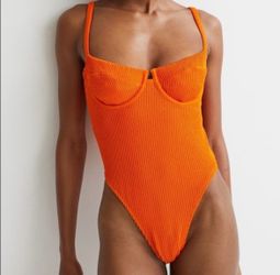 H&M Orange Knit One-piece Swimsuit Small