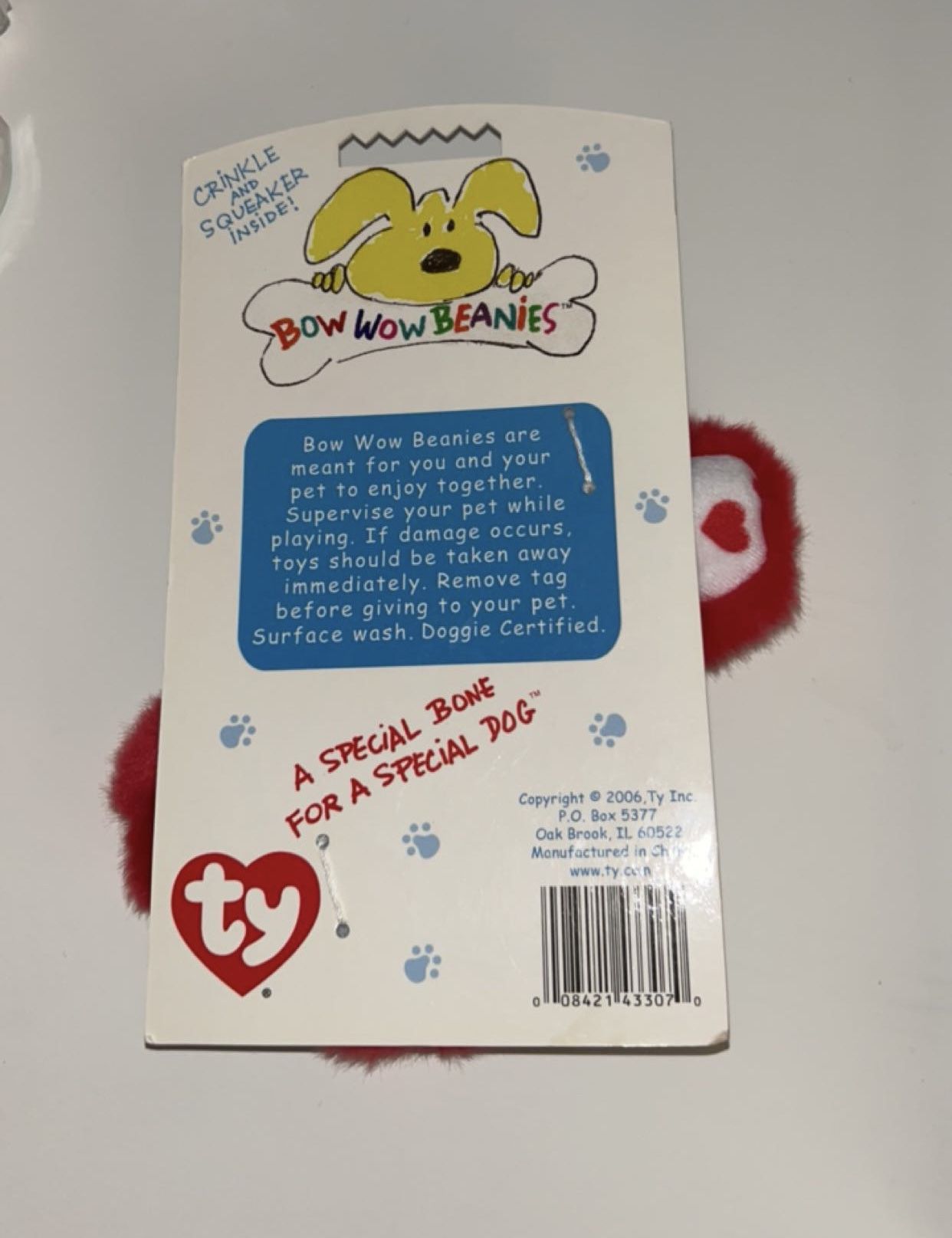 Dog Toys! Ty Bow Wow Beanies- Hearts Bone 