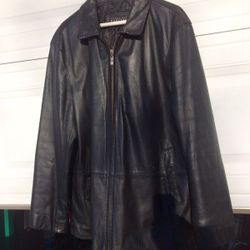 Perry Ellis PORTFOLIO men's black leather jacket sz M