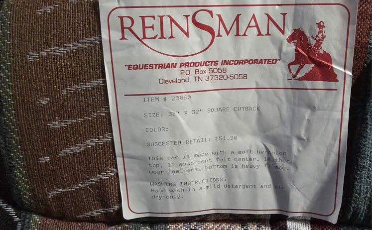 Reinsman Brand Saddle Pad Brand New In Wrap