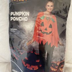 Orange Pumpkin Jack O Lantern Poncho for Adult Ladies Halloween Costume