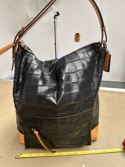 Coach bag boho shoulder black and tan