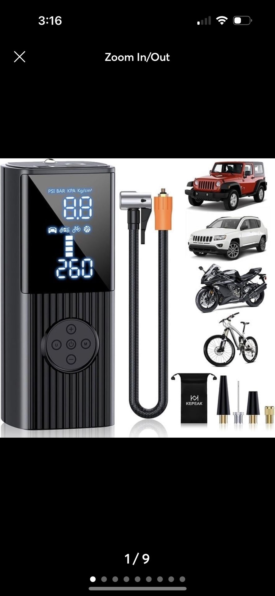 Tire Inflator Portable Air Compressor - 20000mAh Air Pump for Car Tires