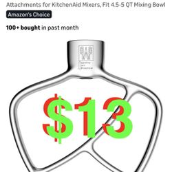 Stainless Steel Paddle, Flat Beater -Accessories and Attachments for KitchenAid Mixers, Fit 4.5-5 QT Mixing Bowl