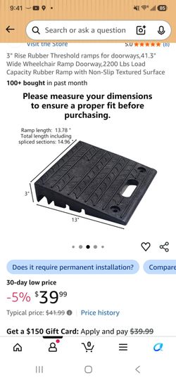 3 inch rubber threshold ramps