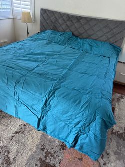 King size Teal Blue 3 pcs quilt Set with Pillowcase