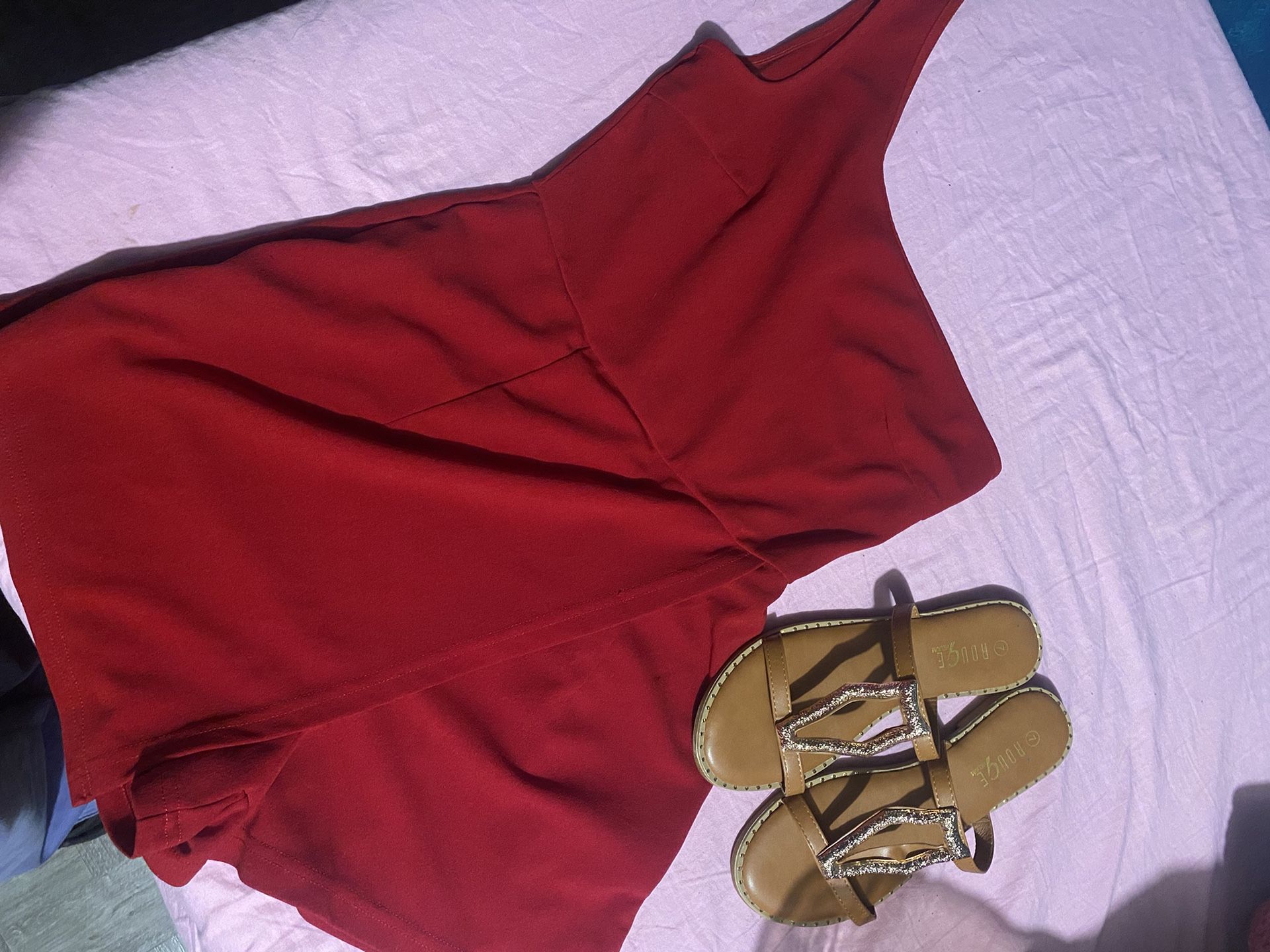 red small dress and size 7 shoes 
