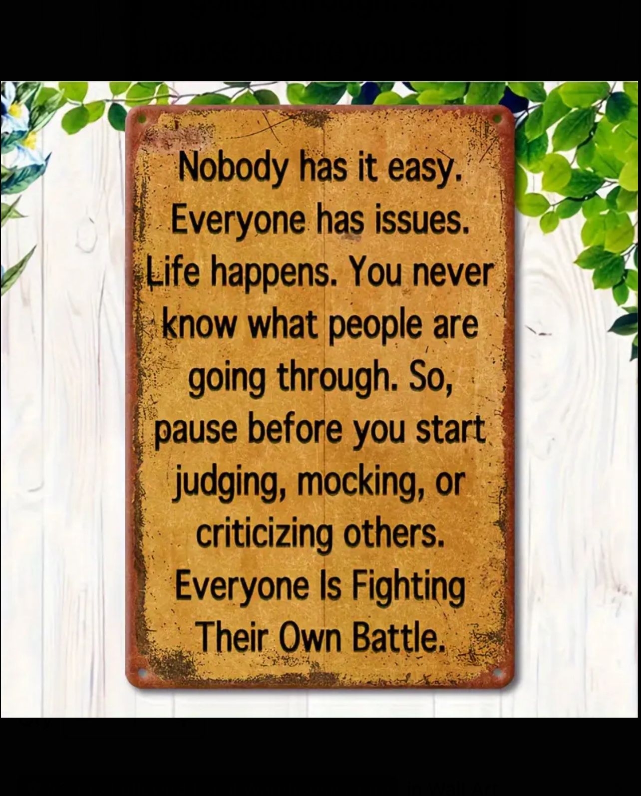 [Inspirational Quote Wall Decor Sign] Iron Metal Sign, Inspirational Quote Wall Decor, Weatherproof Vintage Wall Art, Easy to Hang, for Home, Office, 