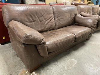 Dark Brown Aged Leather 2-Cushion Sofa