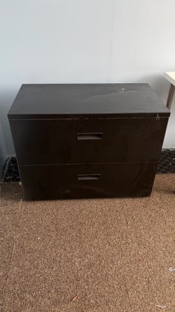 2 drawer black filing cabinet with lock - free