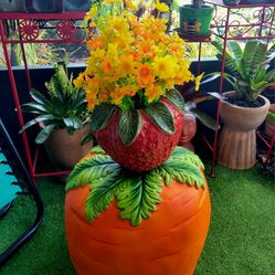 Ceramic Strawberry Planter/Pot 9"×4.5" $37( Strawberry Table SOLD) Garden Decor 