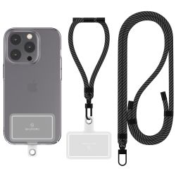 As-Is Sinjimoru Sinji Strap 2-Pack Adjustable Phone Lanyard w KeyID Holder Black Retail $13.00