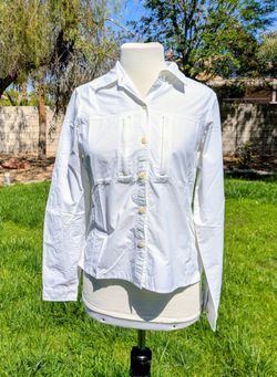 ExOfficio DryFlyLite Women Small Lightweight Hiking Travel Sun Outdoor Shirt GUC