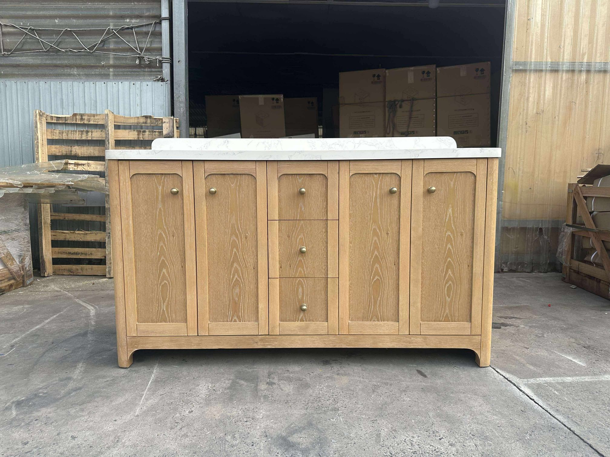 NEW - 60” Double Vanity Sink Oak