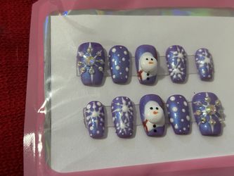 Purple Melted Snowman Press Ons